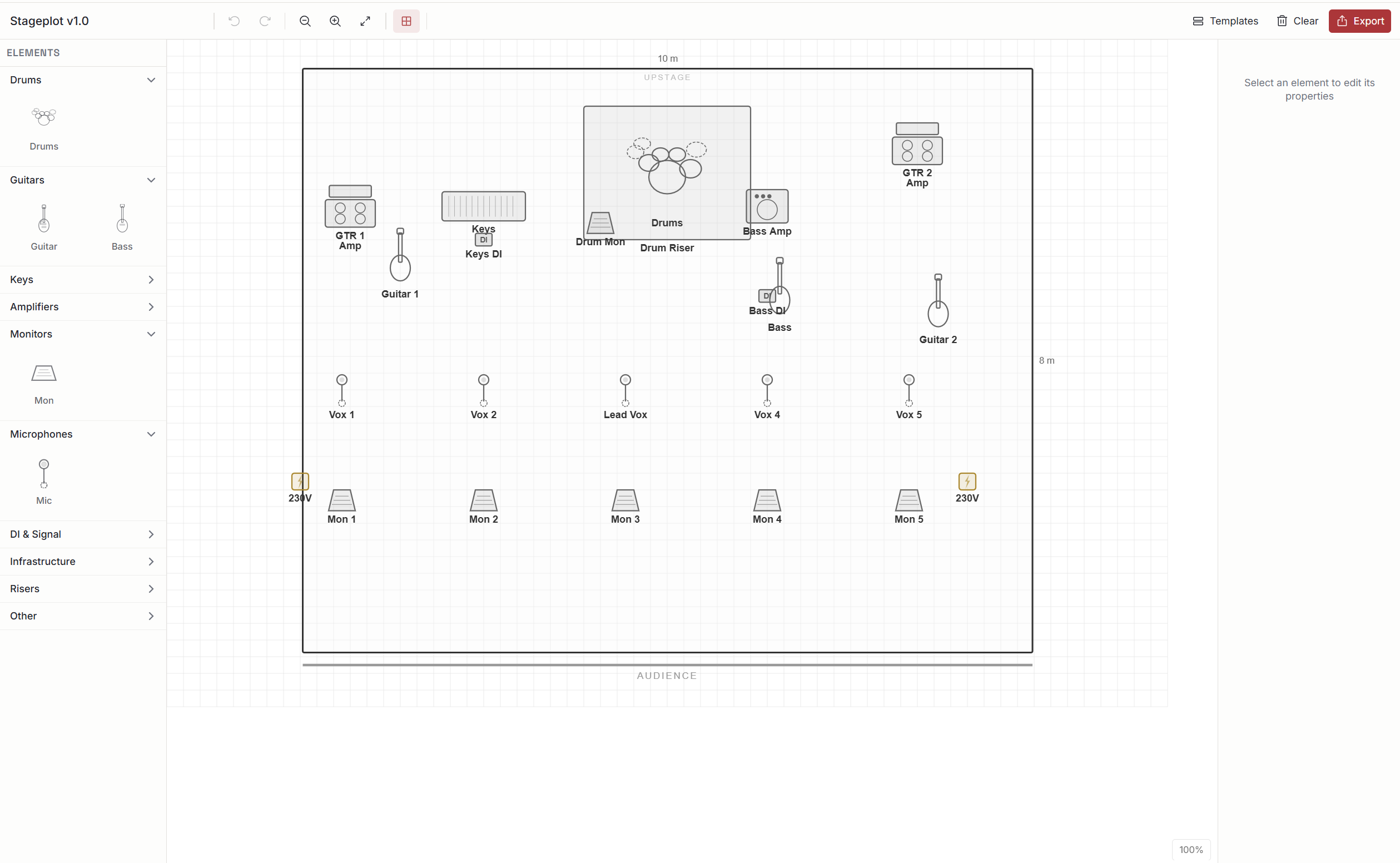 Plot stage plot editor — light mode