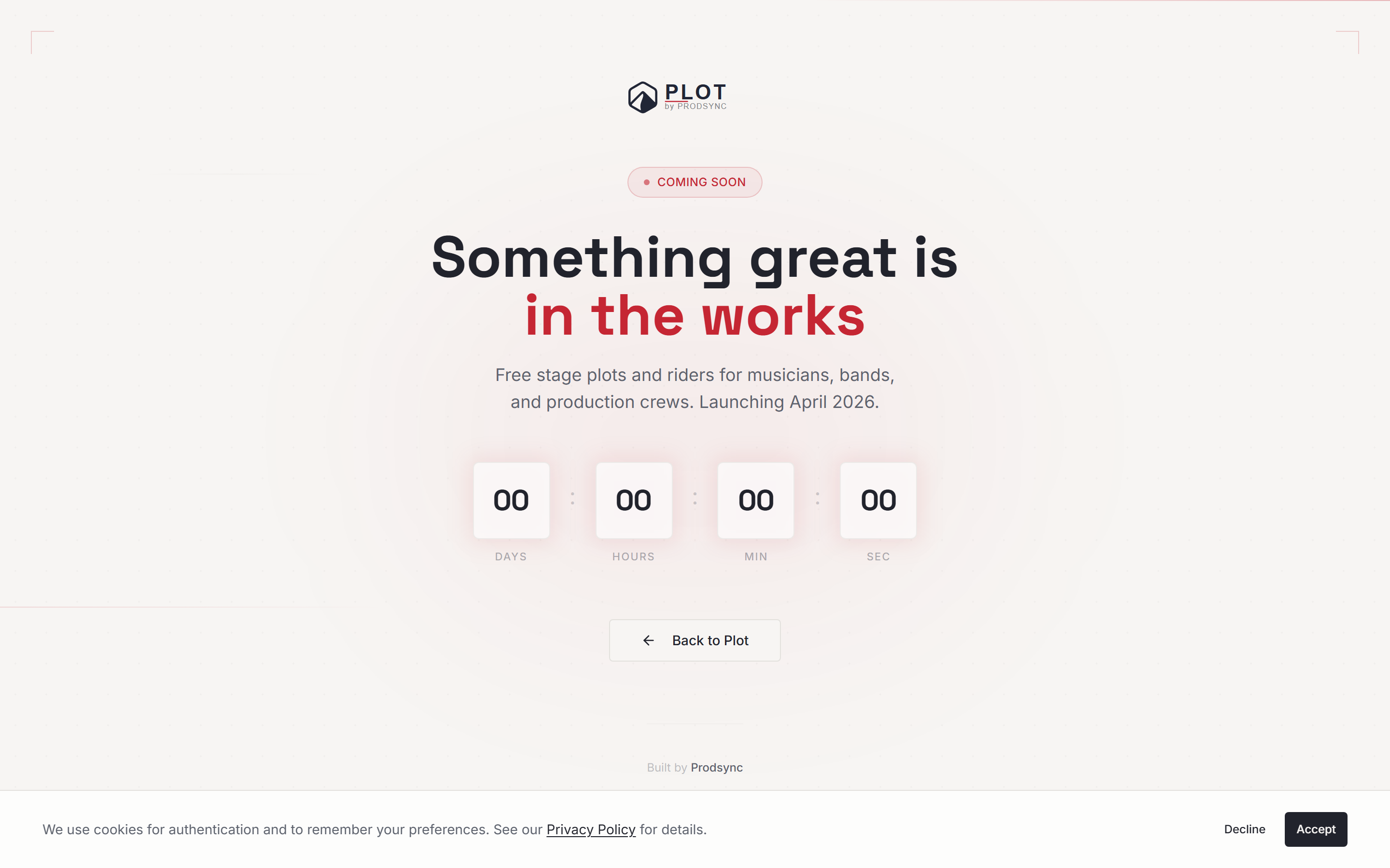 The Plot sign-up form with fields for email and password